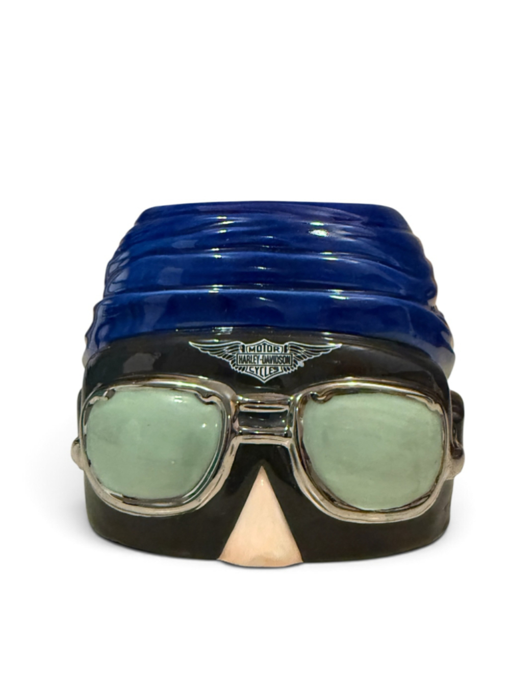 Harley Davidson 3D Biker Coffee Mug Blue Bandana Goggles Sculpted Ceramic H-D